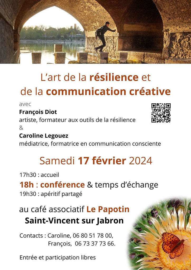 L'art de la résilience et de la communication créative
17 février 2024, 18h
Saint-Vincent sur Jabron, près de Sisteron (04)